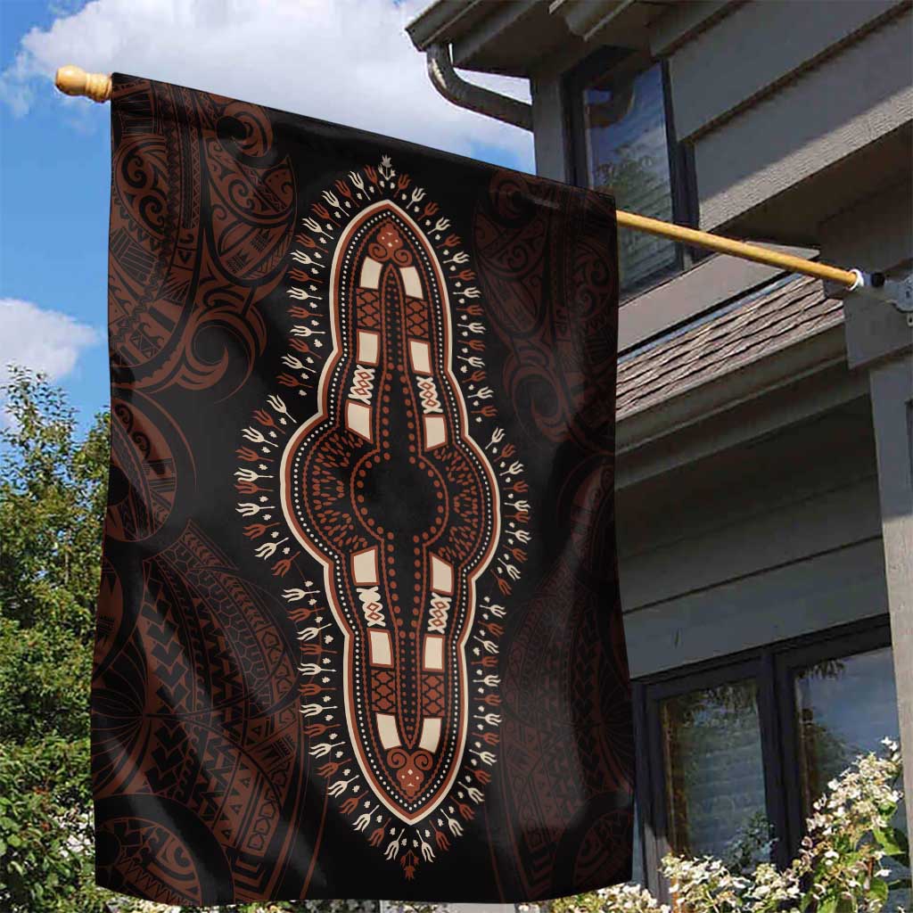Dashiki and Polynesian Pattern Garden Flag Afro Pacific Culture Red Version LT9