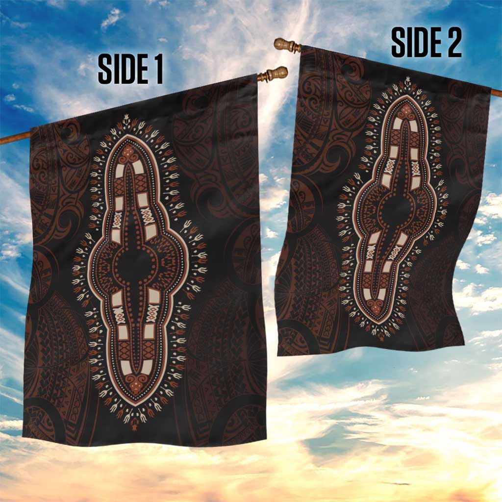 Dashiki and Polynesian Pattern Garden Flag Afro Pacific Culture Red Version LT9