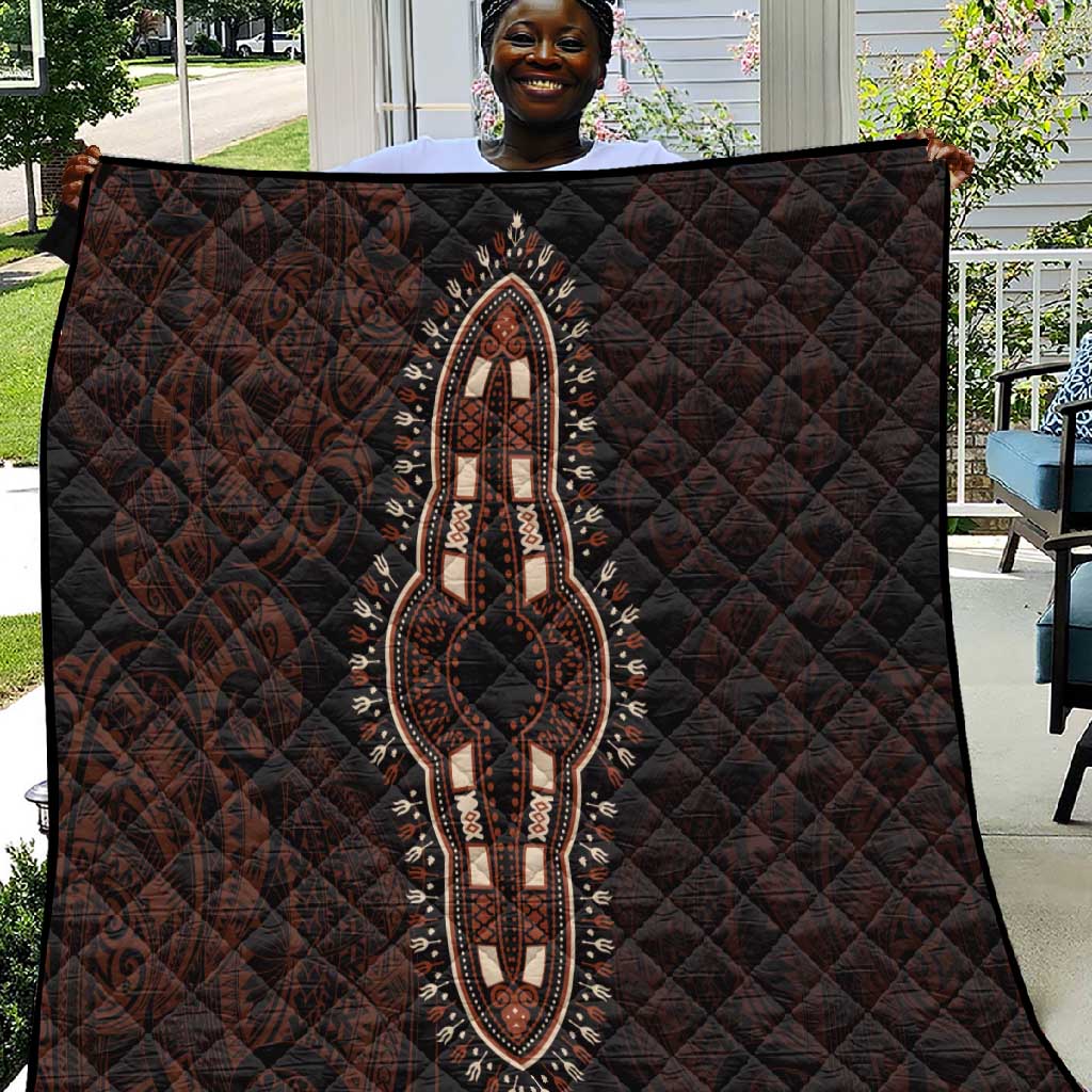 Dashiki and Polynesian Pattern Quilt Afro Pacific Culture Red Version LT9