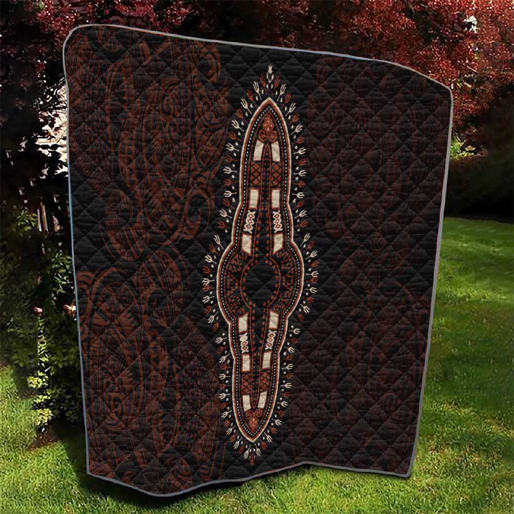 Dashiki and Polynesian Pattern Quilt Afro Pacific Culture Red Version LT9