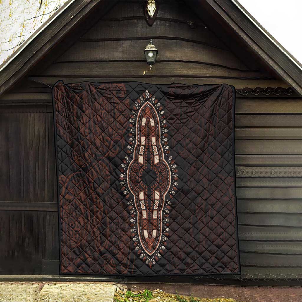 Dashiki and Polynesian Pattern Quilt Afro Pacific Culture Red Version LT9