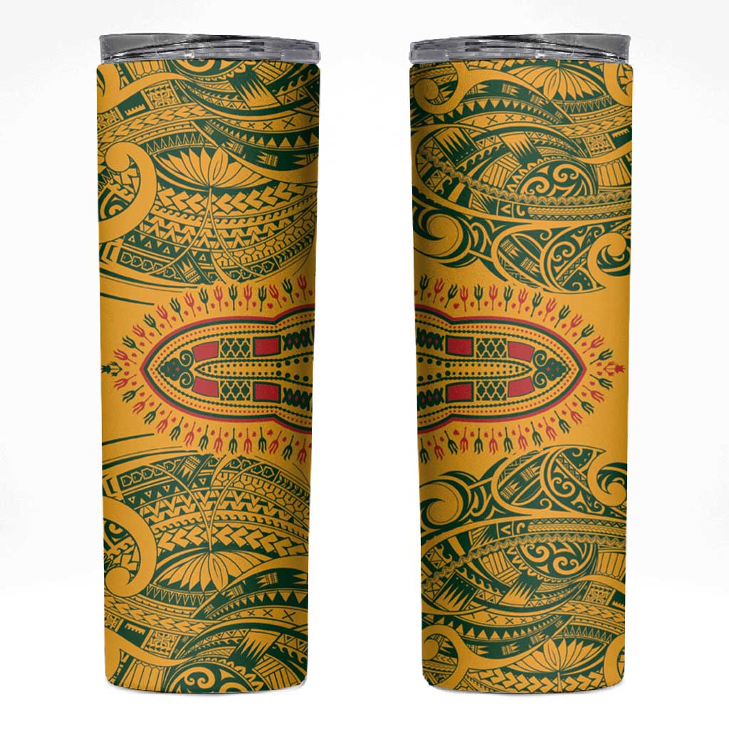 Dashiki and Polynesian Pattern Skinny Tumbler Afro Pacific Culture Red Version LT9