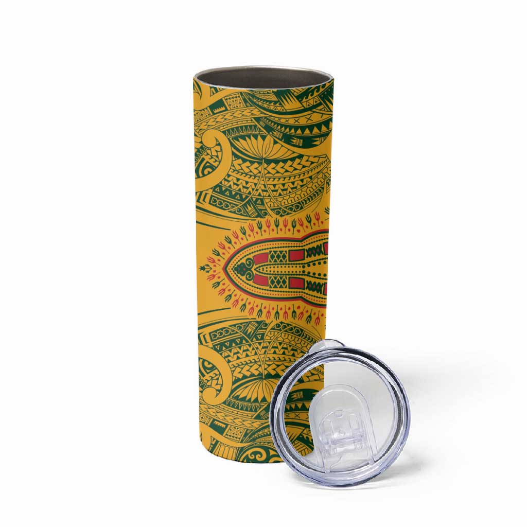 Dashiki and Polynesian Pattern Skinny Tumbler Afro Pacific Culture Red Version LT9