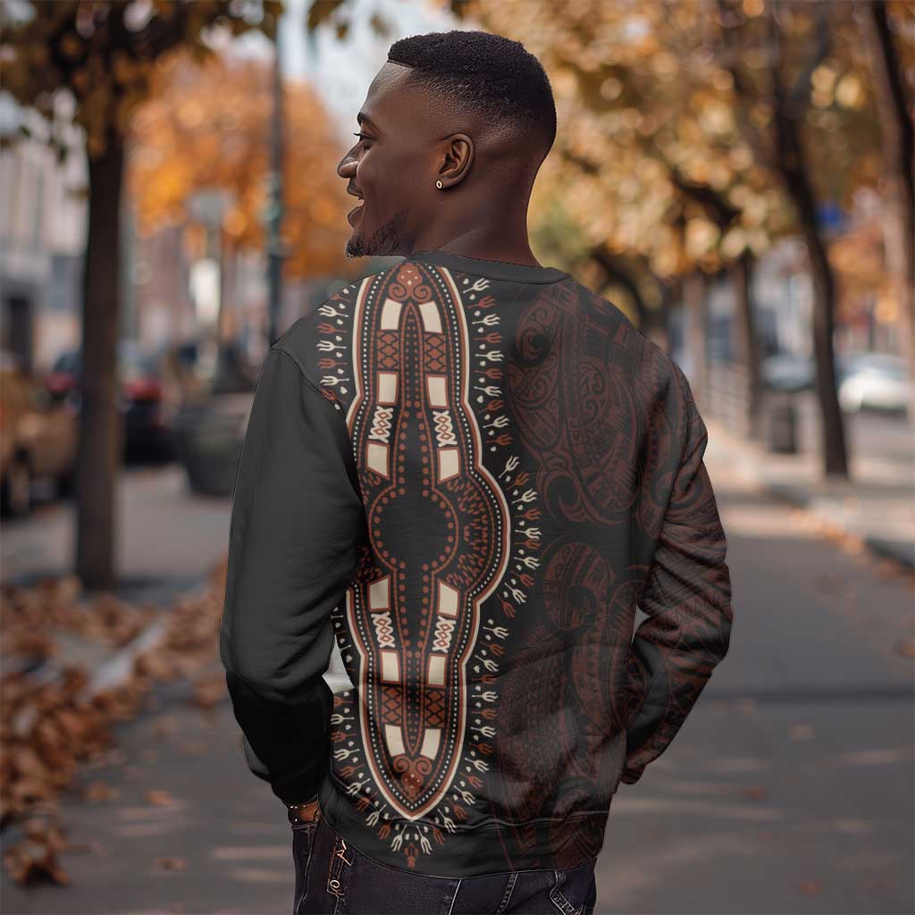 Dashiki and Polynesian Pattern Sweatshirt Afro Pacific Culture Red Version LT9