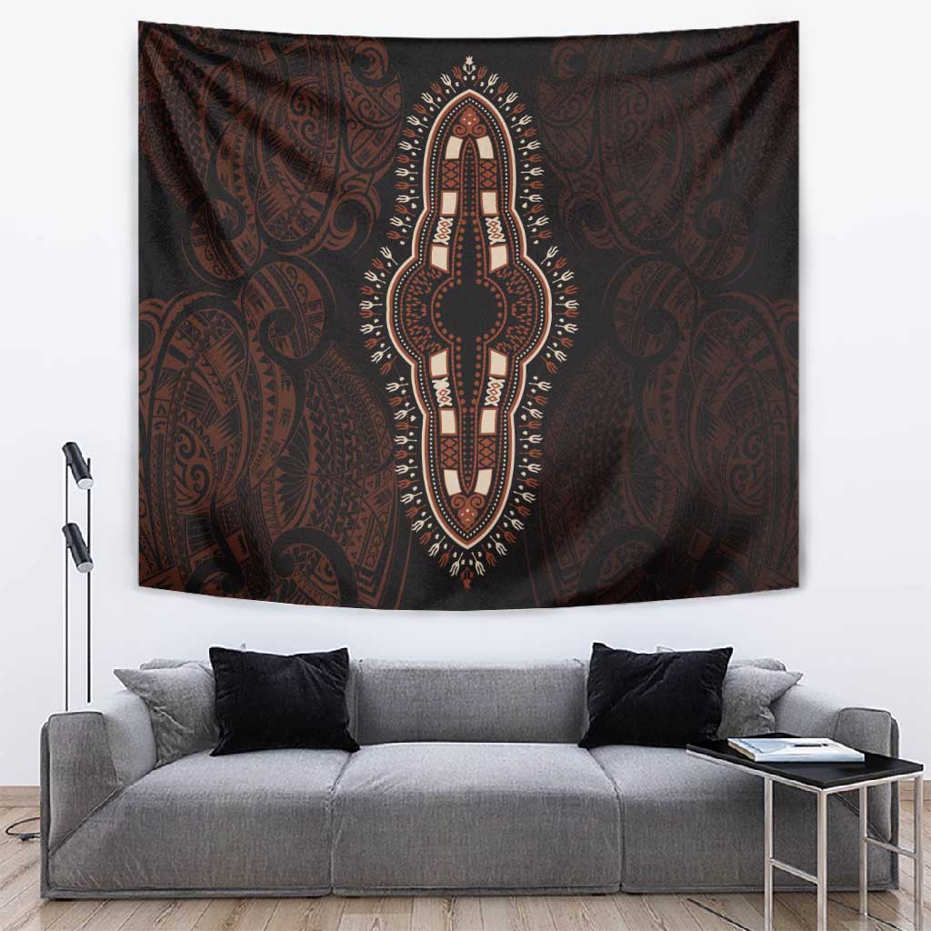 Dashiki and Polynesian Pattern Tapestry Afro Pacific Culture Red Version LT9