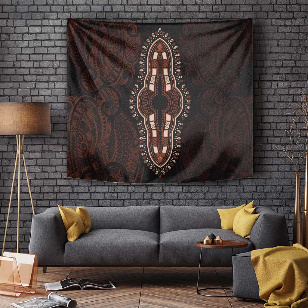 Dashiki and Polynesian Pattern Tapestry Afro Pacific Culture Red Version LT9