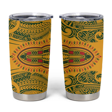 Dashiki and Polynesian Pattern Tumbler Cup Afro Pacific Culture Red Version LT9