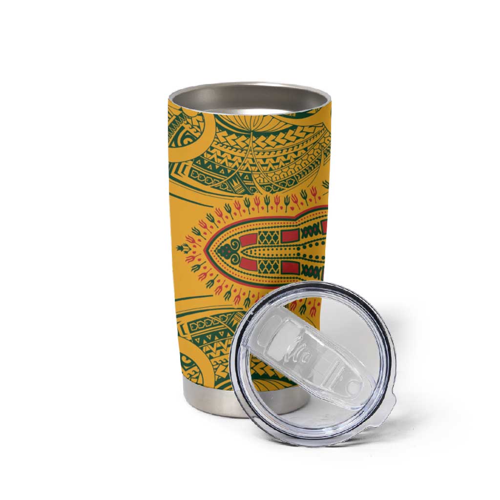 Dashiki and Polynesian Pattern Tumbler Cup Afro Pacific Culture Red Version LT9