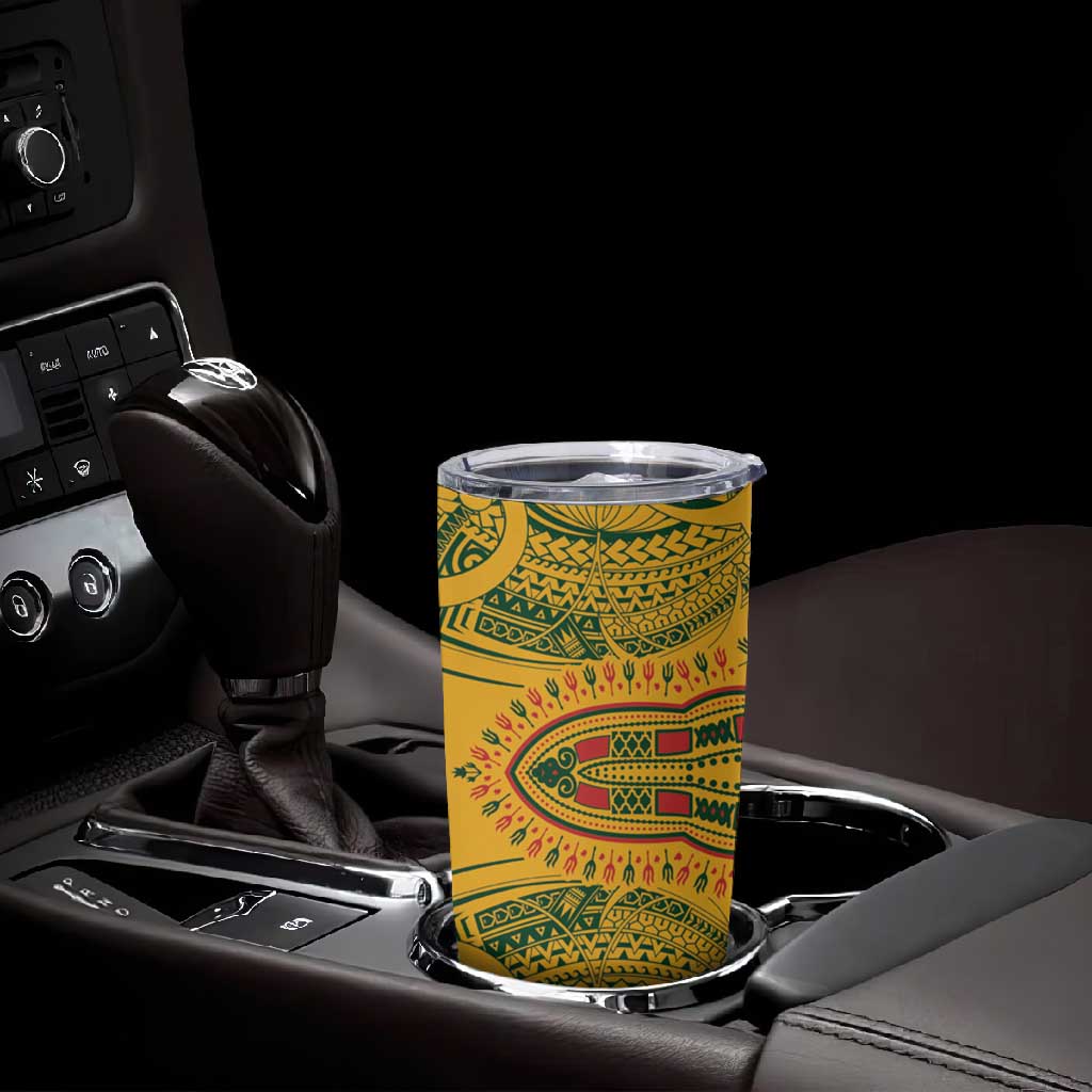 Dashiki and Polynesian Pattern Tumbler Cup Afro Pacific Culture Red Version LT9