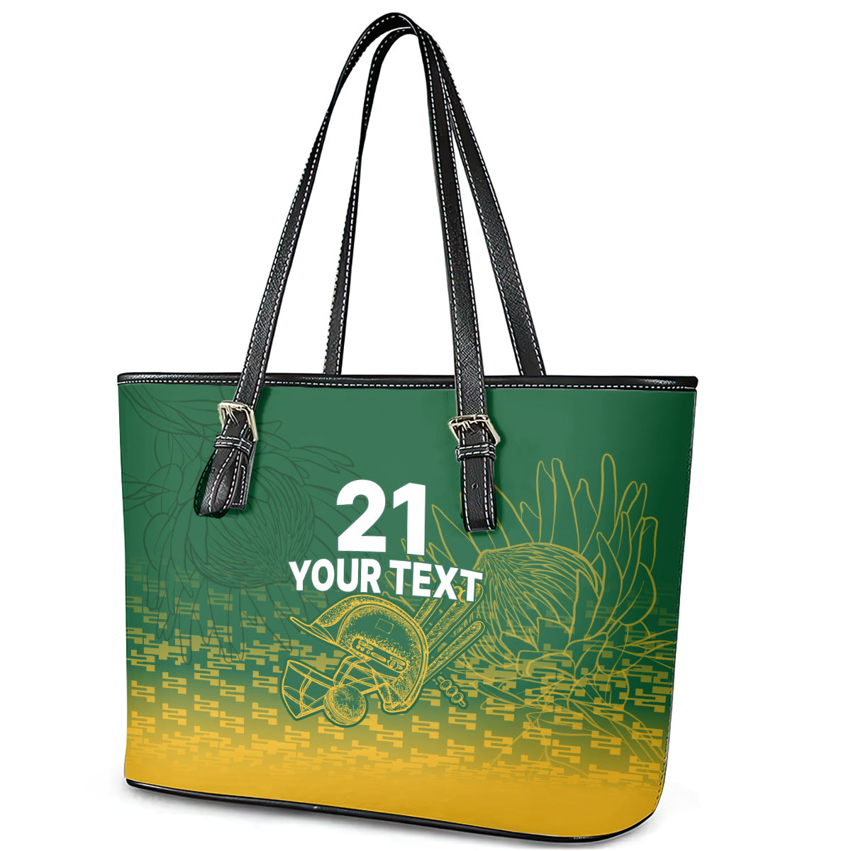 Custom South Africa Cricket Leather Tote Bag Go Proteas World Cup Version 2023 Sproty LT9