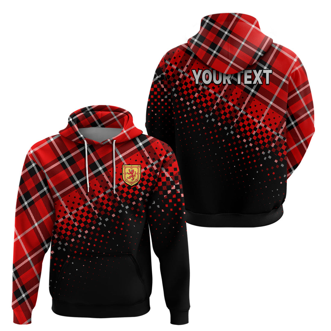 Custom Scottish Gaelic Hoodie Crest Scotland Lion Tartan LT9