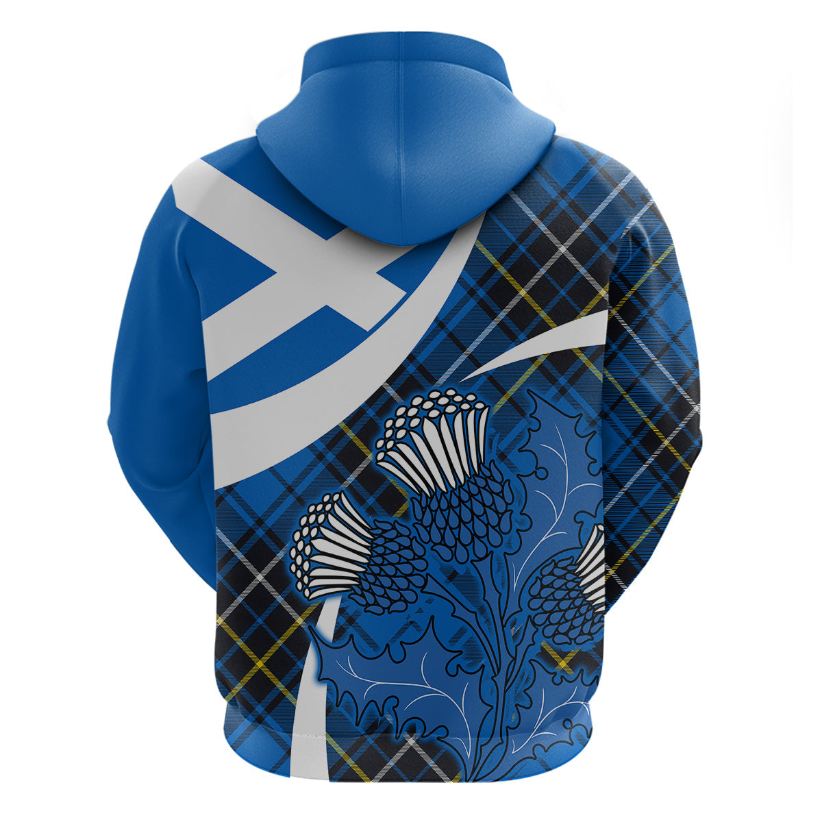 Custom Scottish Thistle Tartan Hoodie Scottish Alba Flag Style LT9