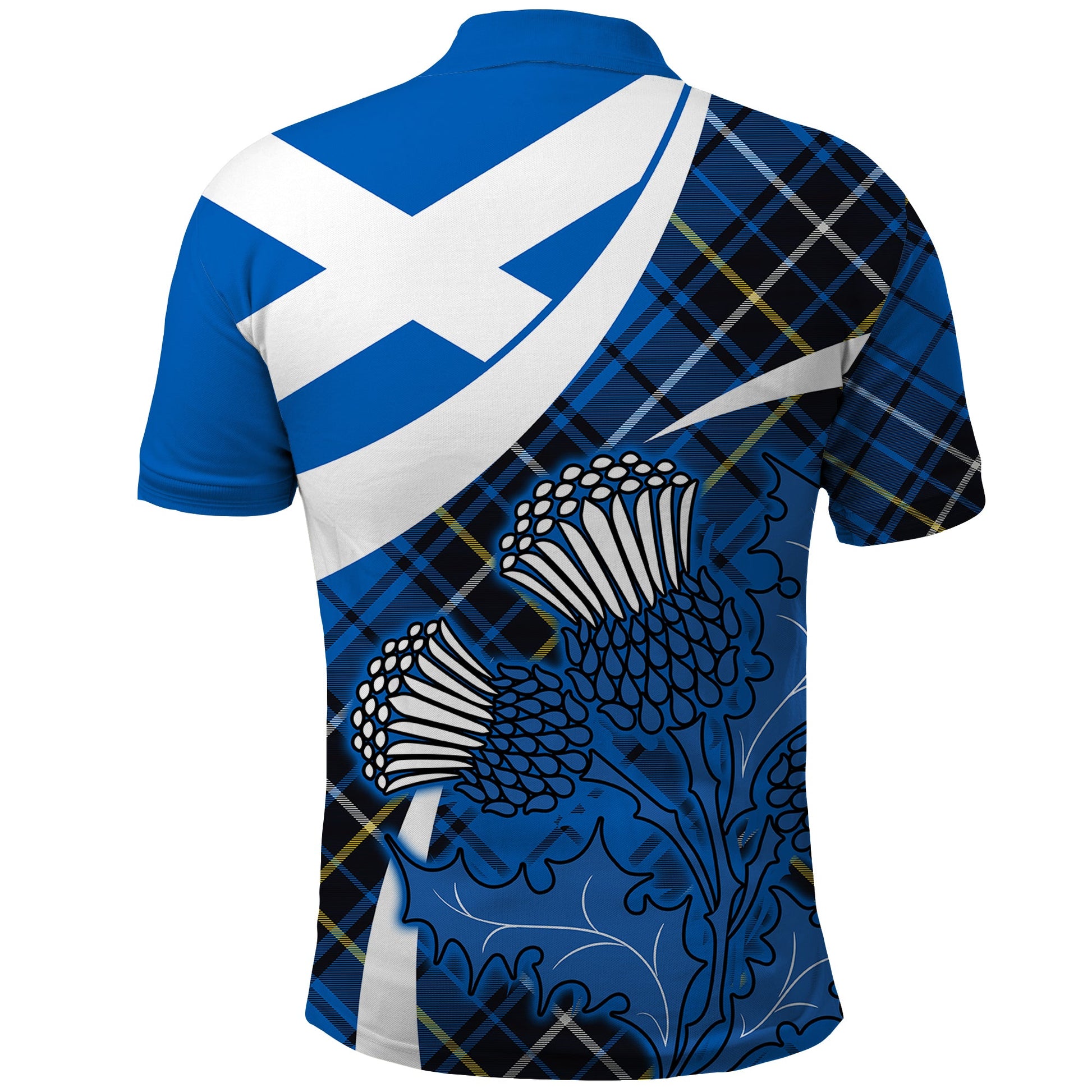 Custom Scottish Thistle Tartan Polo Shirt Scottish Alba Flag Style LT9