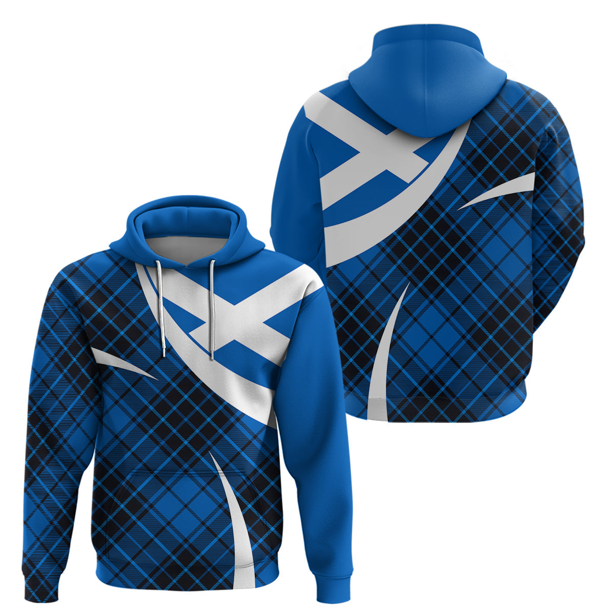 Scotland Hoodie Alba Flag Scottish Colourful Tartan Blue Version LT9
