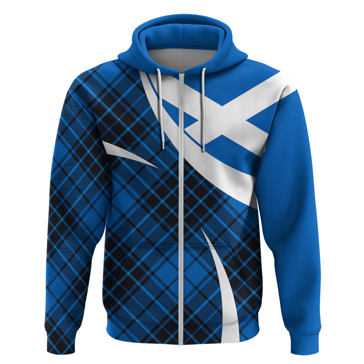 Scotland Hoodie Alba Flag Scottish Colourful Tartan Blue Version LT9