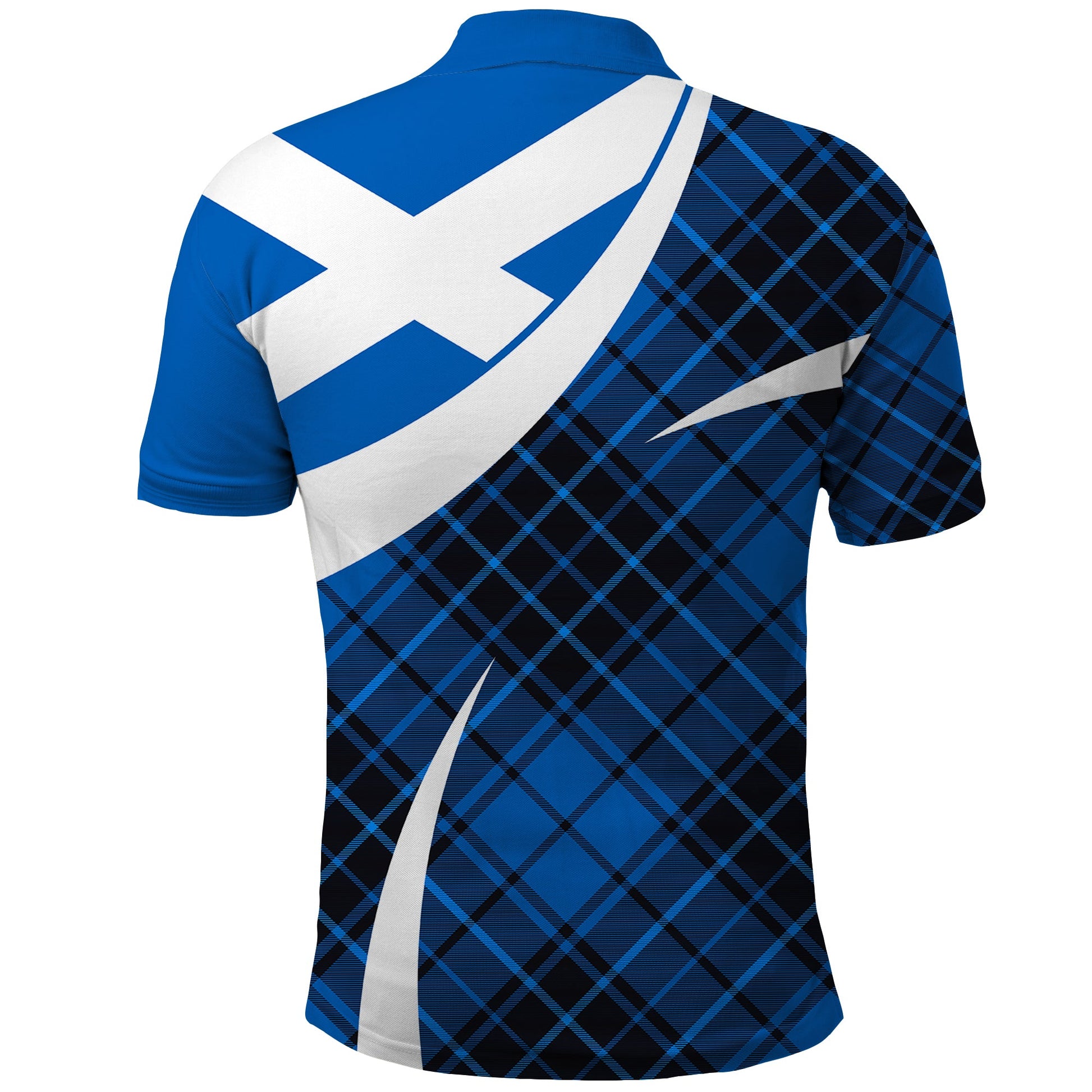 Scottish Alba Flag Polo Shirt Scottish Colourful Tartan Blue Version LT9
