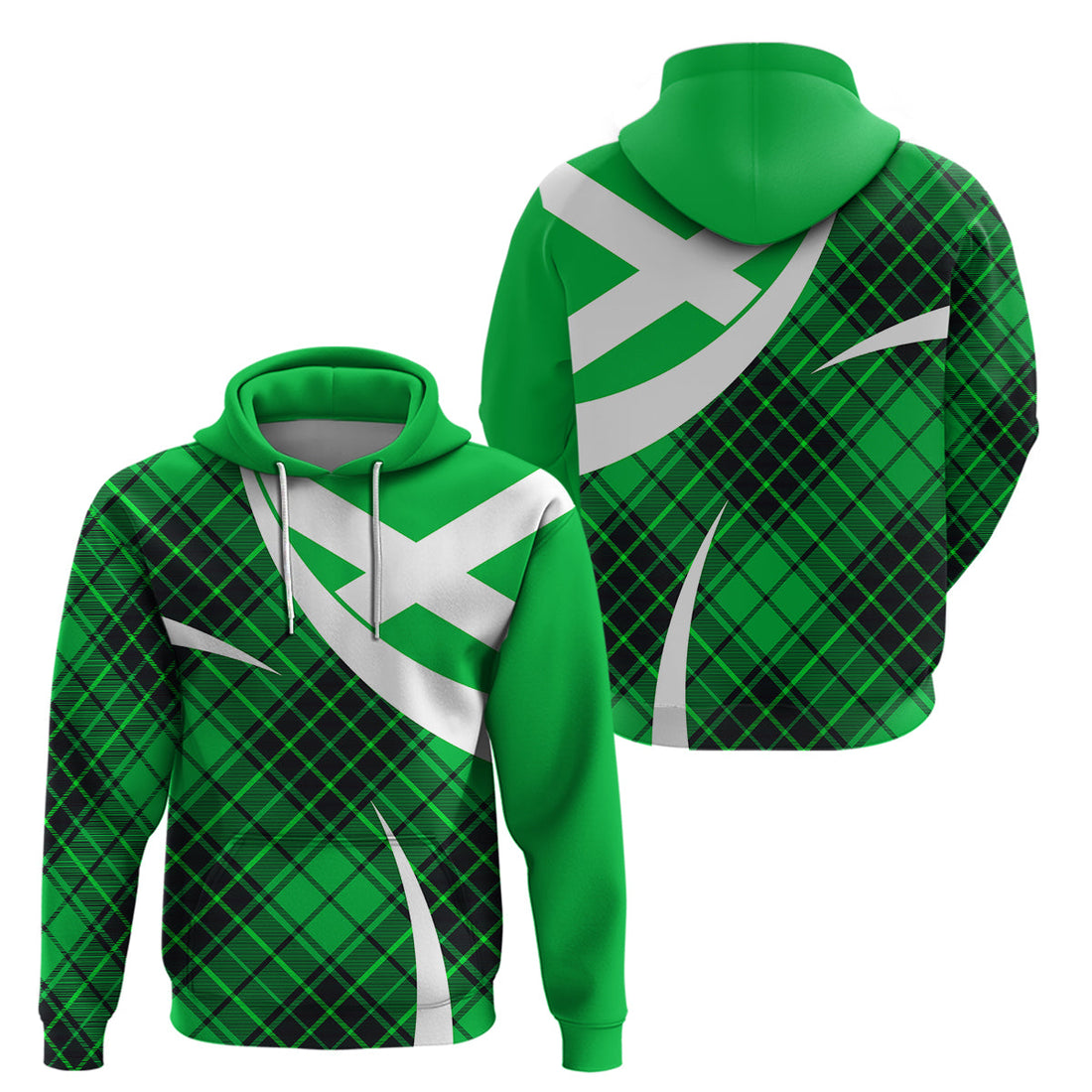 Scotland Hoodie Alba Flag Scottish Colourful Tartan Green Version LT9