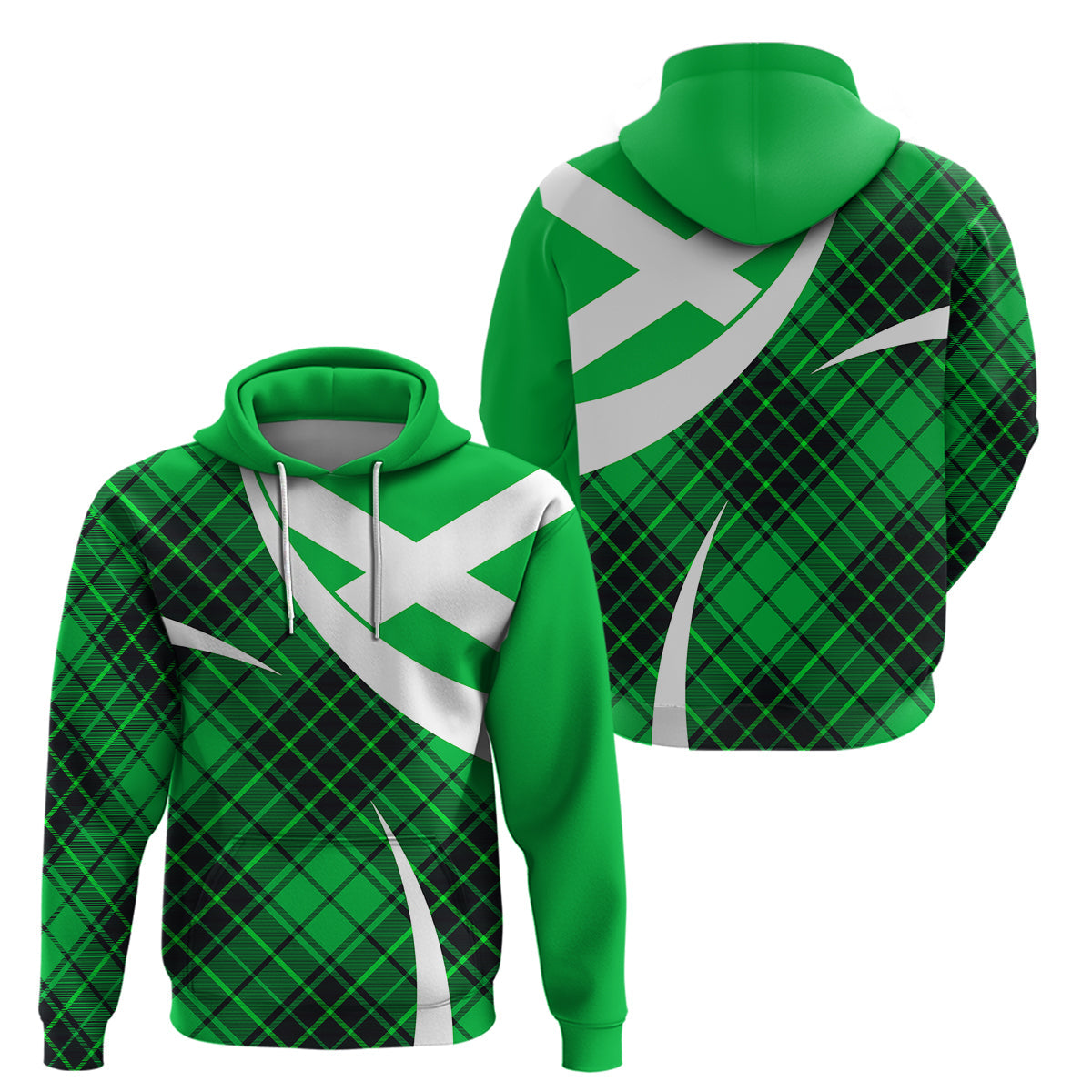 Scotland Hoodie Alba Flag Scottish Colourful Tartan Green Version LT9