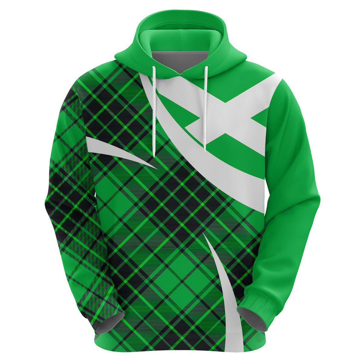 Scotland Hoodie Alba Flag Scottish Colourful Tartan Green Version LT9