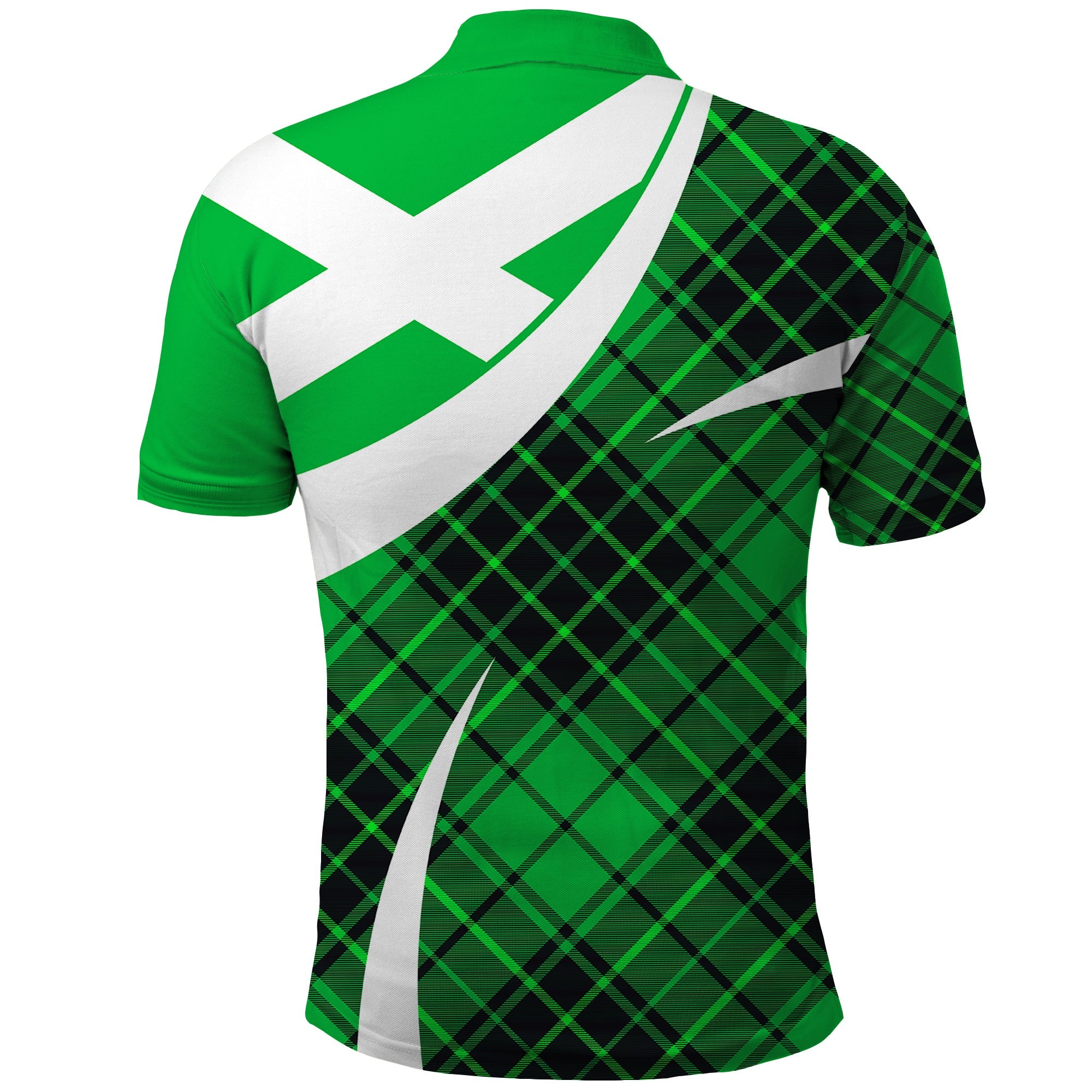 Scottish Alba Flag Polo Shirt Scottish Colourful Tartan Green Version LT9
