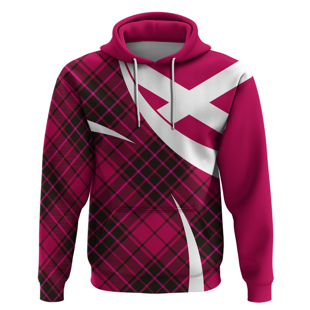 Scotland Hoodie Alba Flag Scottish Colourful Tartan Pink Version LT9