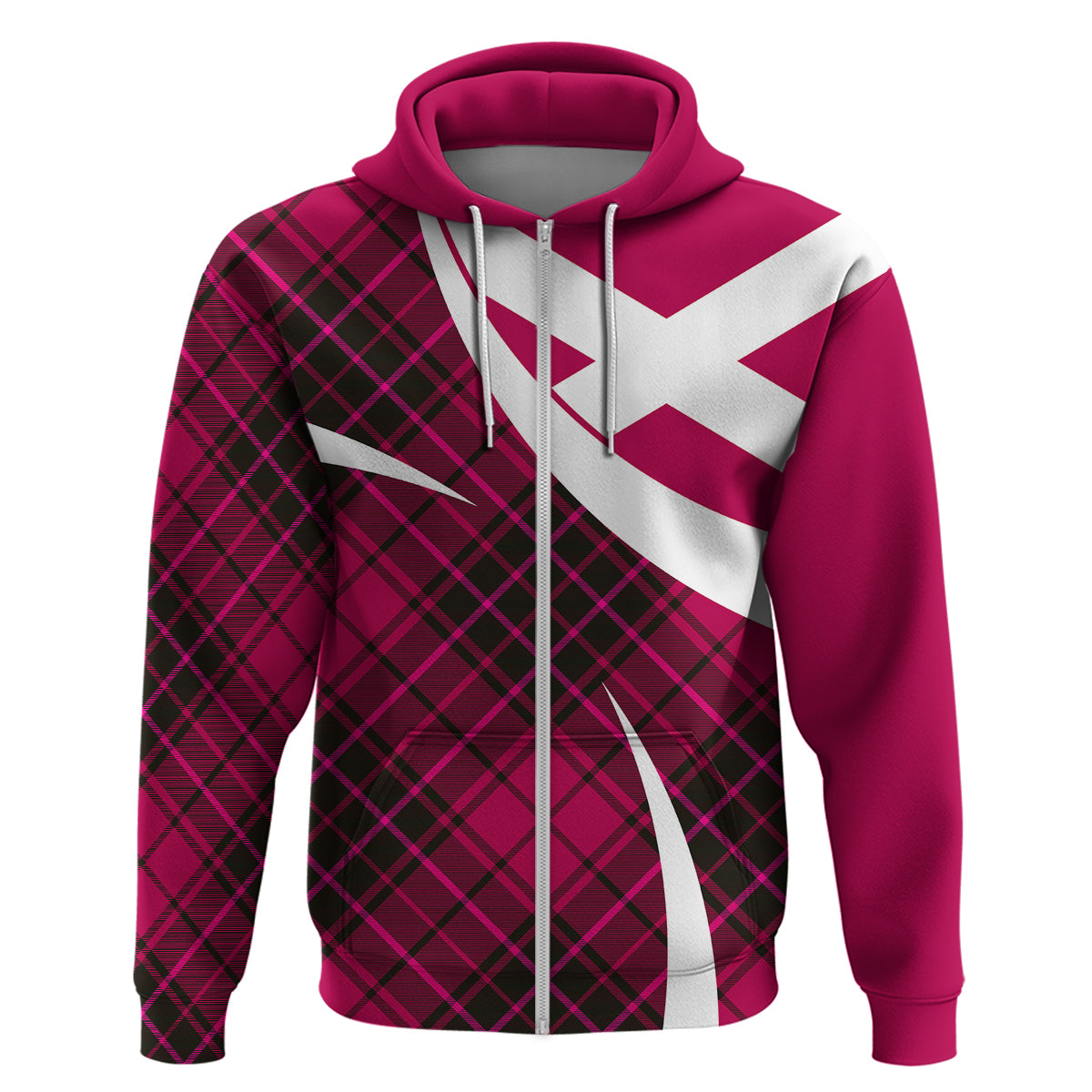 Scotland Hoodie Alba Flag Scottish Colourful Tartan Pink Version LT9