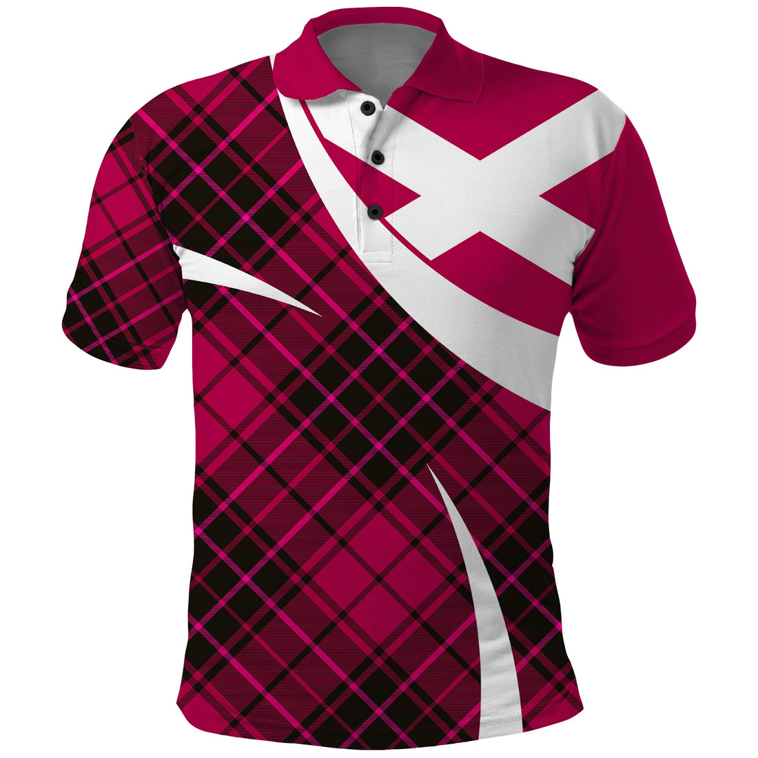 Scottish Alba Flag Polo Shirt Scottish Colourful Tartan Pink Version LT9