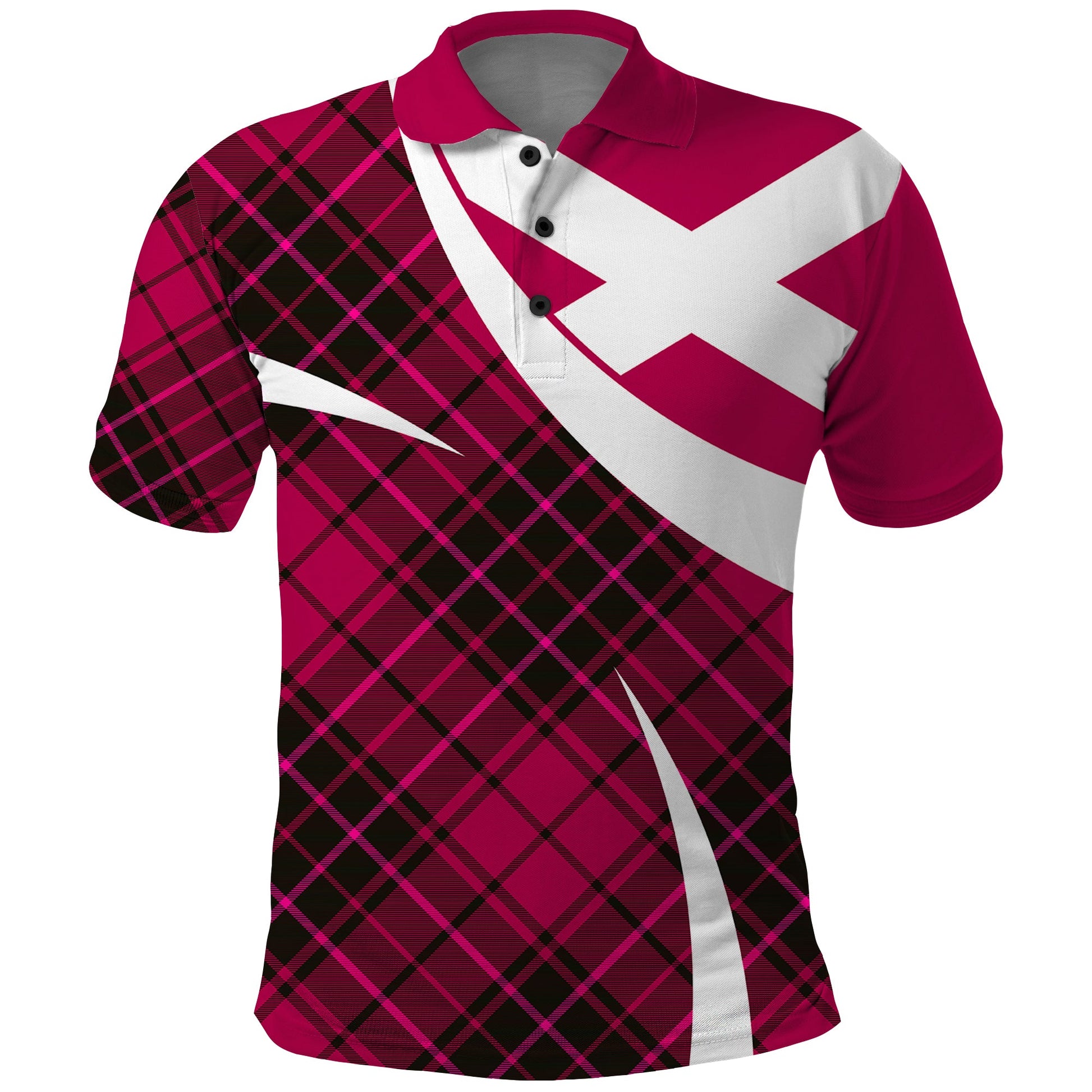 Scottish Alba Flag Polo Shirt Scottish Colourful Tartan Pink Version LT9