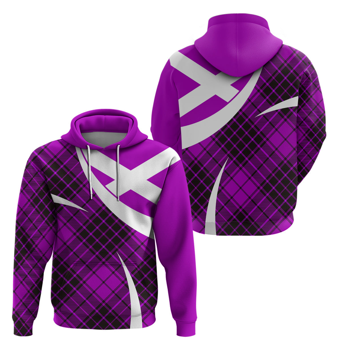Scotland Hoodie Alba Flag Scottish Colourful Tartan Purple Version LT9