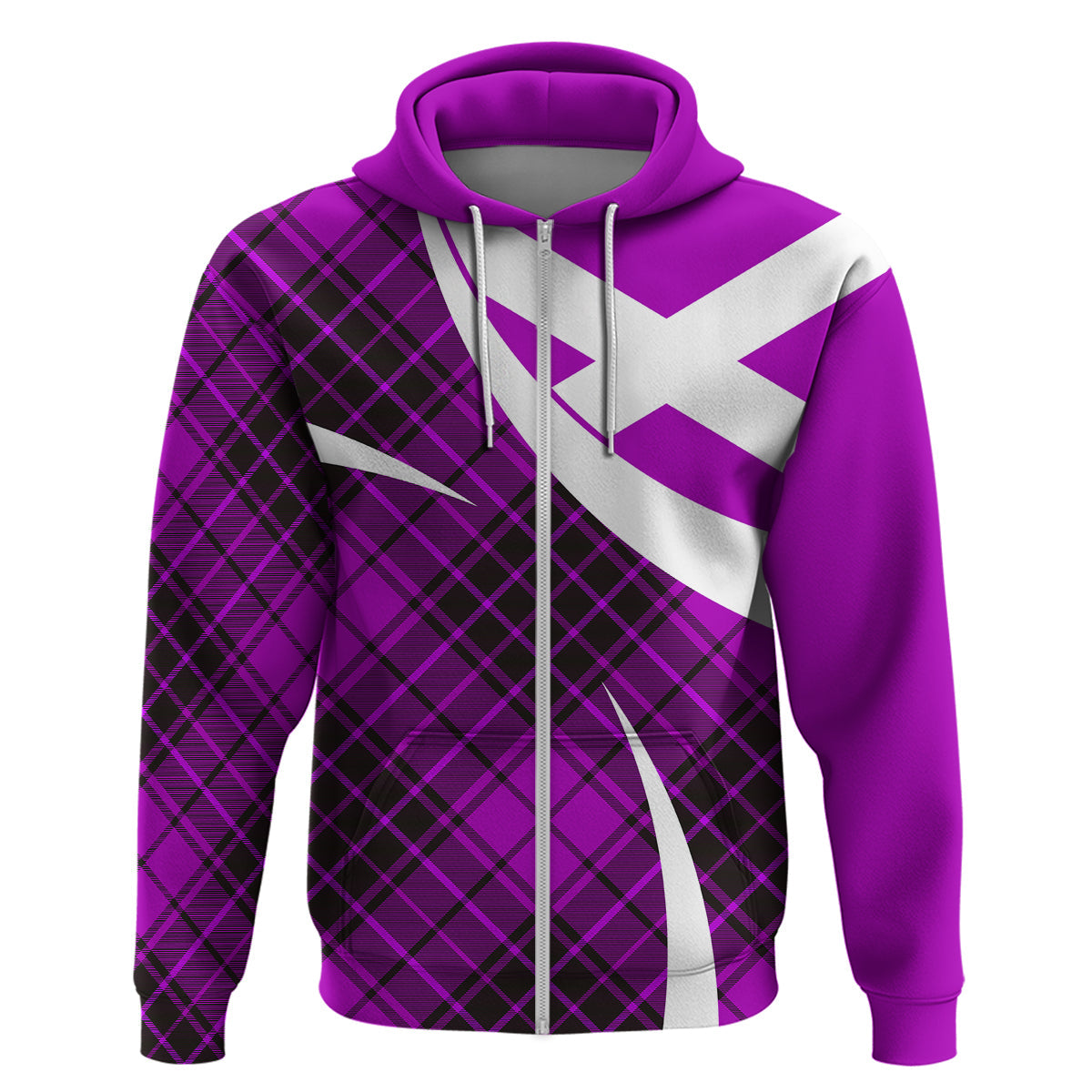 Scotland Hoodie Alba Flag Scottish Colourful Tartan Purple Version LT9