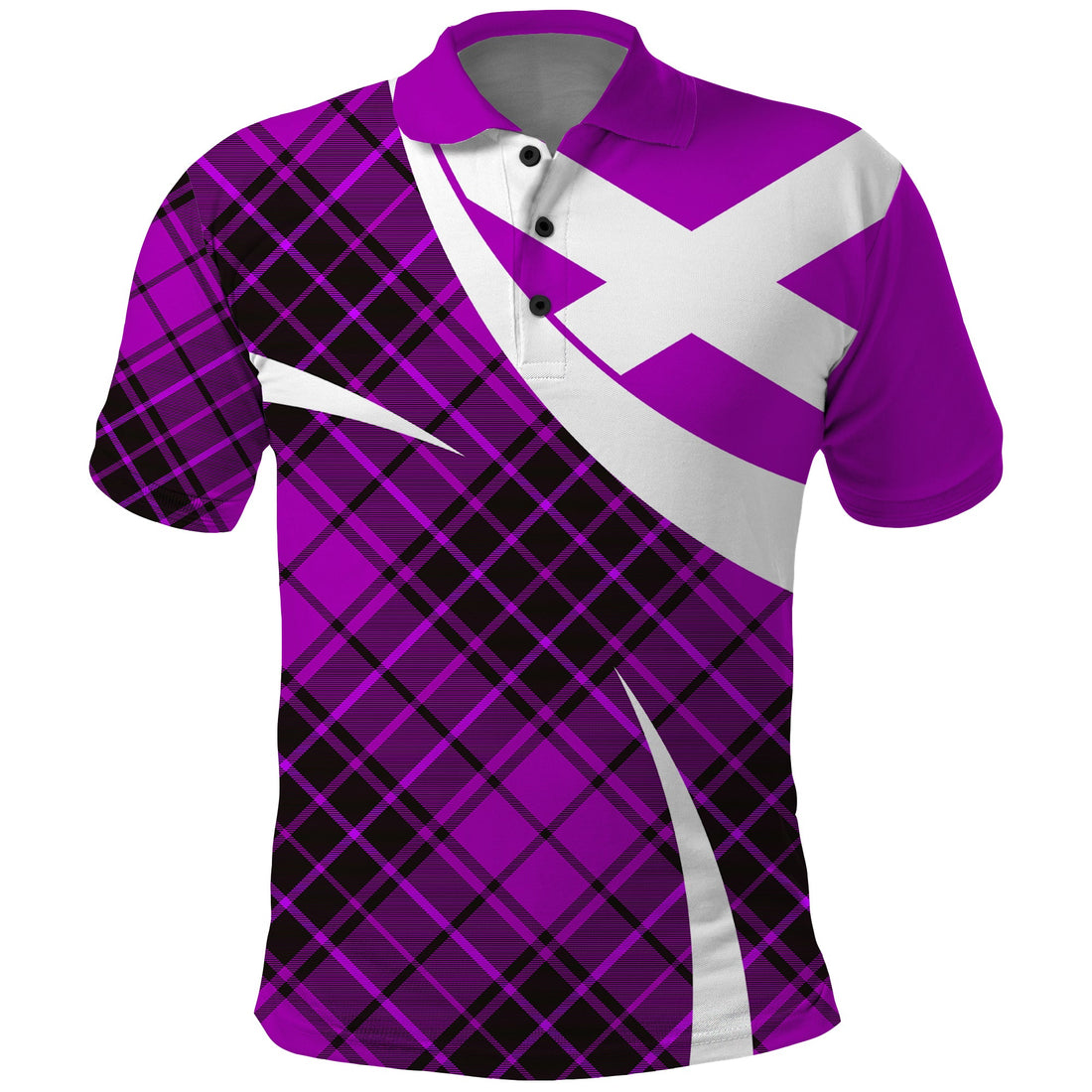 Scottish Alba Flag Polo Shirt Scottish Colourful Tartan Purple Version LT9