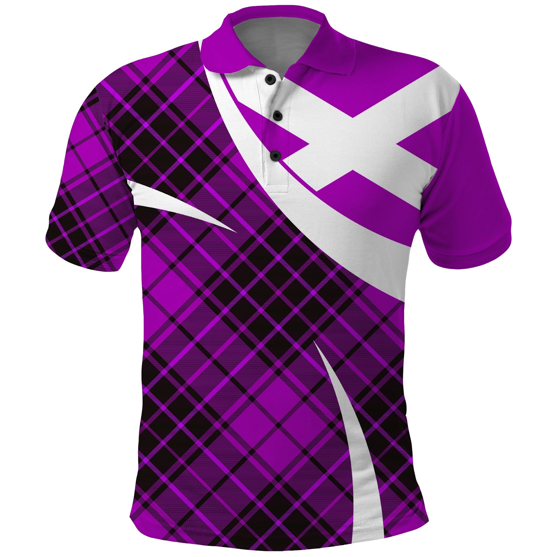 Scottish Alba Flag Polo Shirt Scottish Colourful Tartan Purple Version LT9