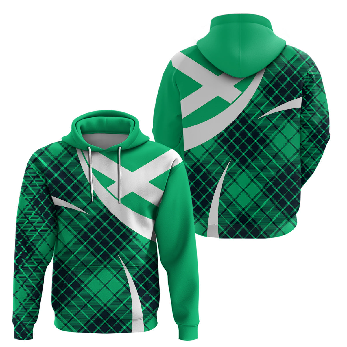 Scotland Hoodie Alba Flag Scottish Colourful Tartan Turquoise Version LT9