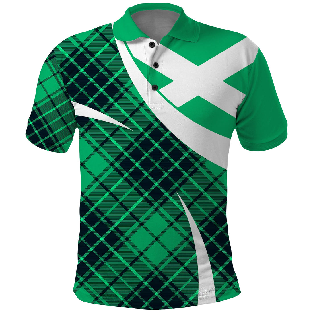 Scottish Alba Flag Polo Shirt Scottish Colourful Tartan Turquoise Version LT9