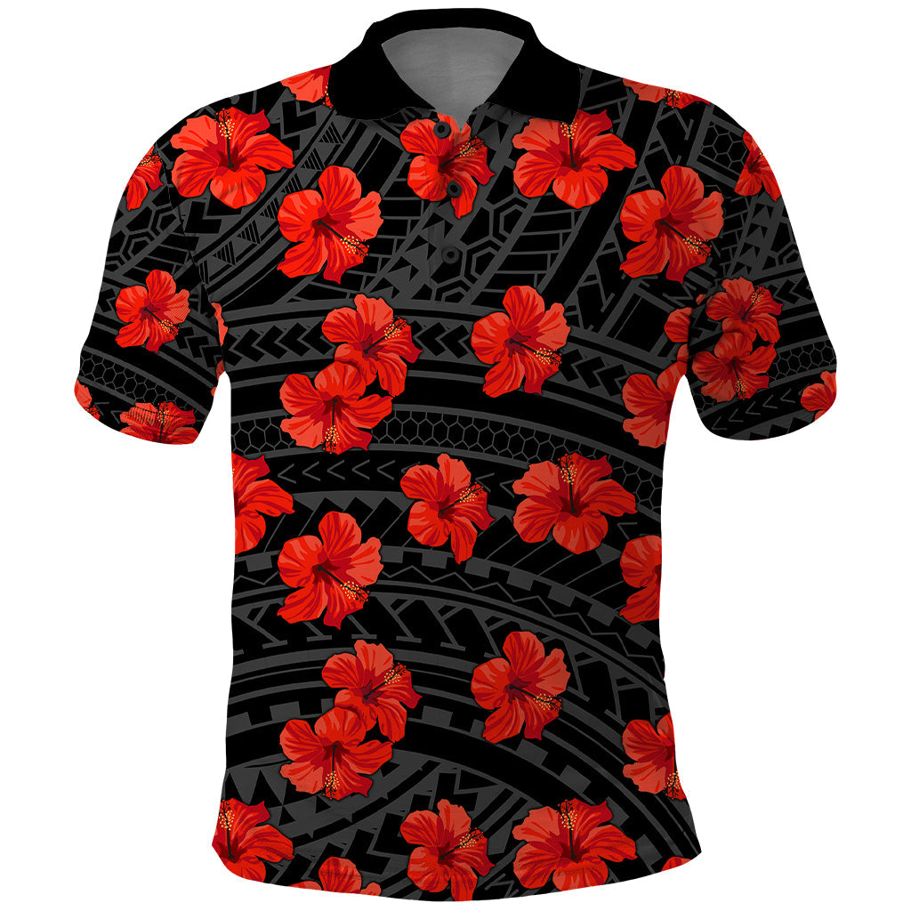 Polynesian Pride Hawaii Style With Hibiscus Polo Shirt Black LT9