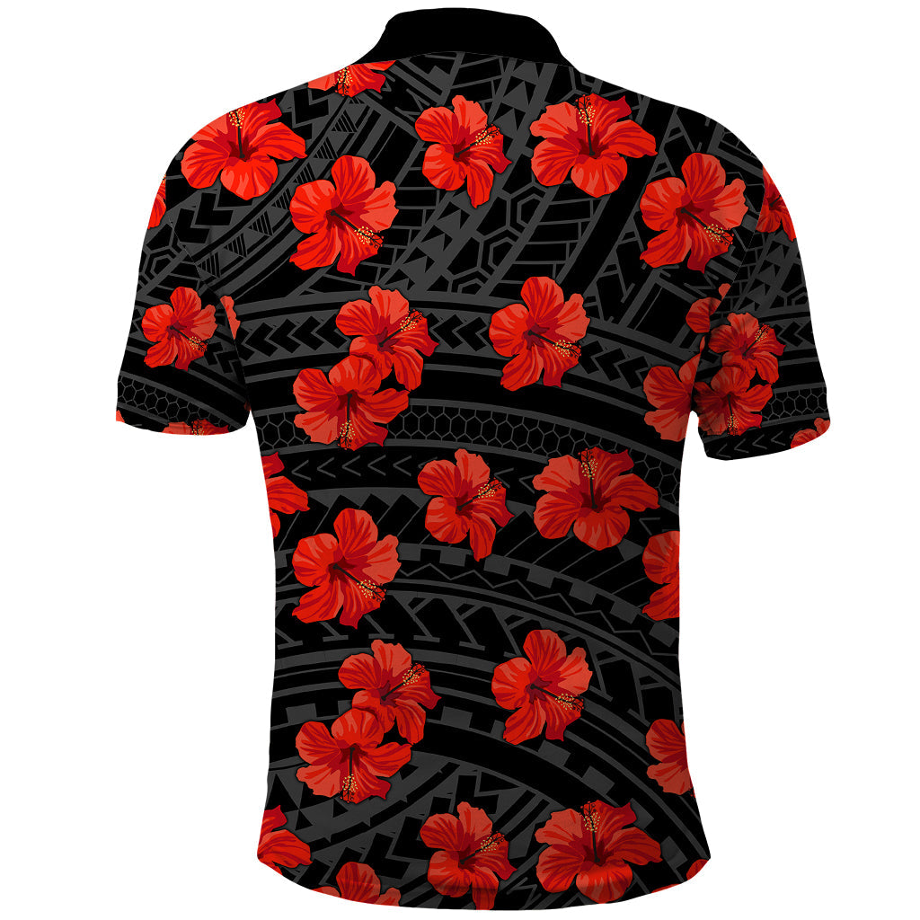 Polynesian Pride Hawaii Style With Hibiscus Polo Shirt Black LT9