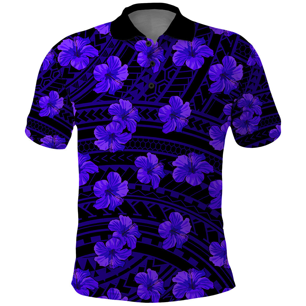 Polynesian Pride Hawaii Style With Hibiscus Polo Shirt Blue LT9
