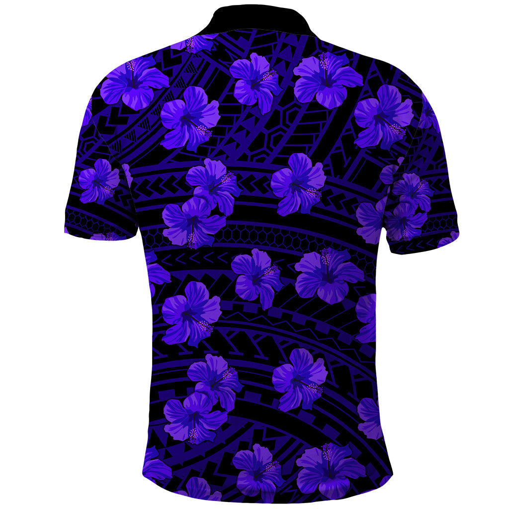Polynesian Pride Hawaii Style With Hibiscus Polo Shirt Blue LT9