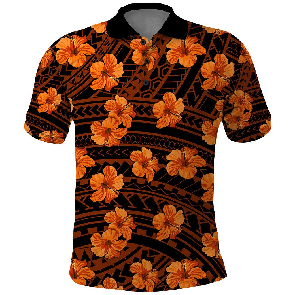 Polynesian Pride Hawaii Style With Hibiscus Polo Shirt Gold LT9