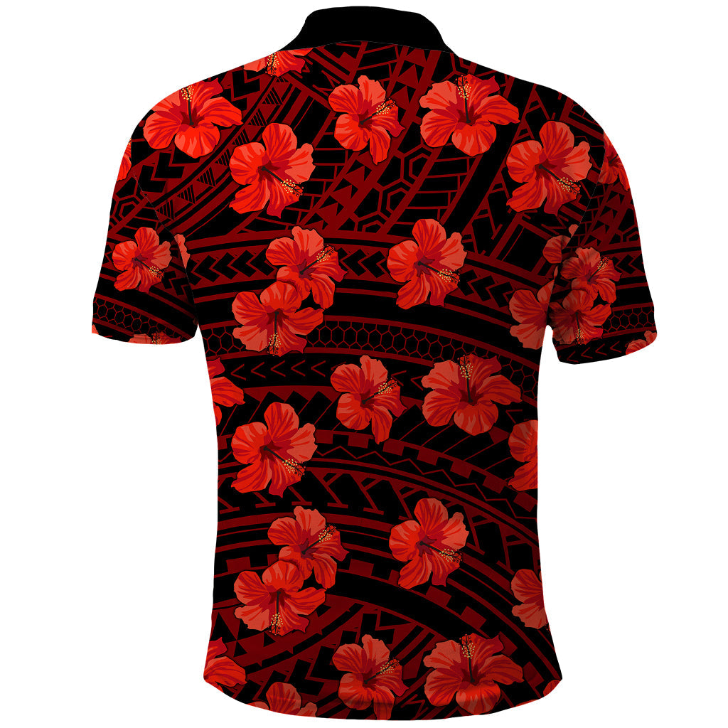 Polynesian Pride Hawaii Style With Hibiscus Polo Shirt Red LT9