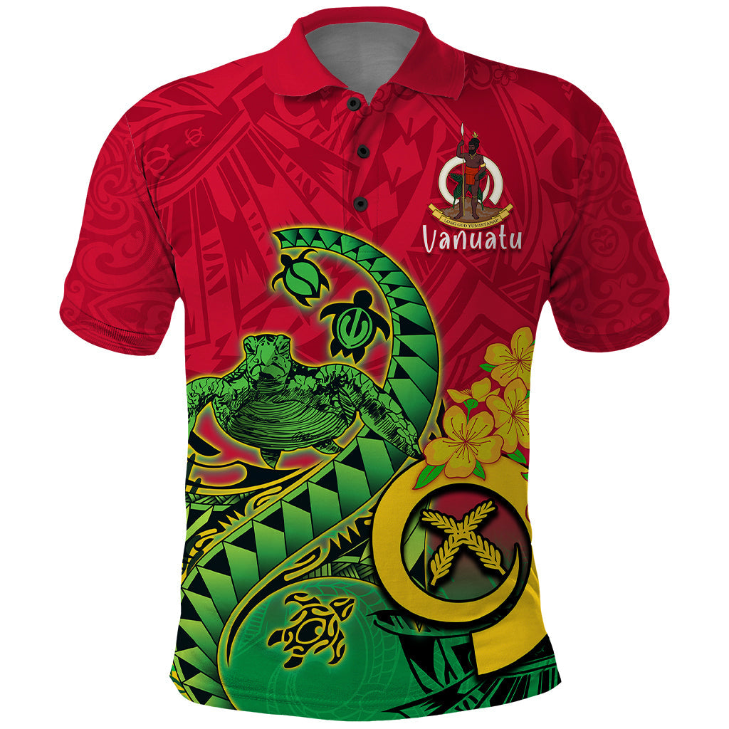 Vanuatu Islands Polo Shirt Polynesian Tattoo and Sea Turtle LT9