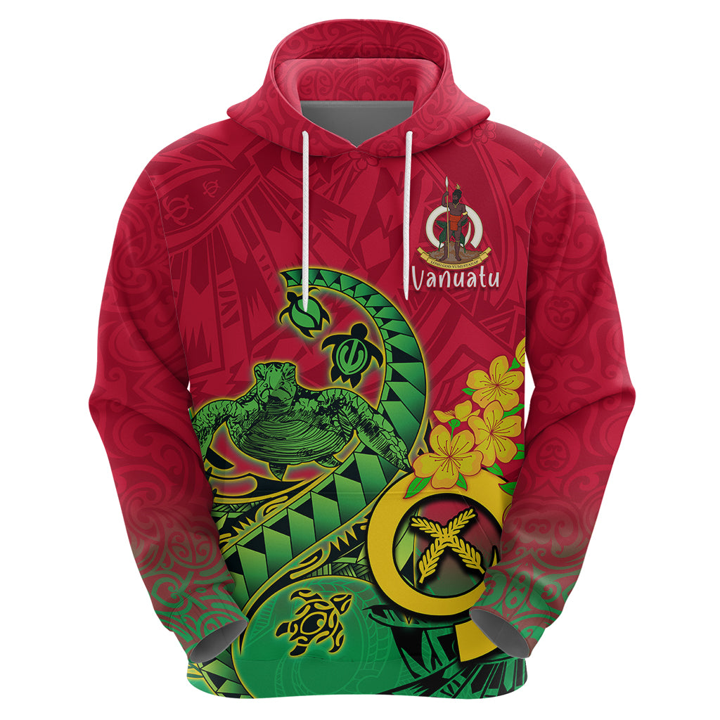 Personalised Vanuatu Islands Hoodie Polynesian Tattoo and Sea Turtle LT9