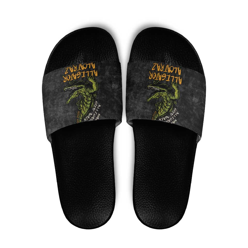 Alligator Alcatraz Est 2025 Slide Sandals Vintage Retro LT9