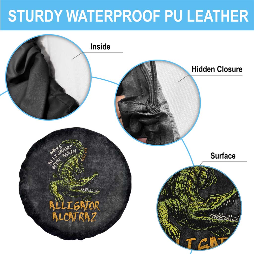 Alligator Alcatraz Est 2025 Spare Tire Cover Vintage Retro LT9