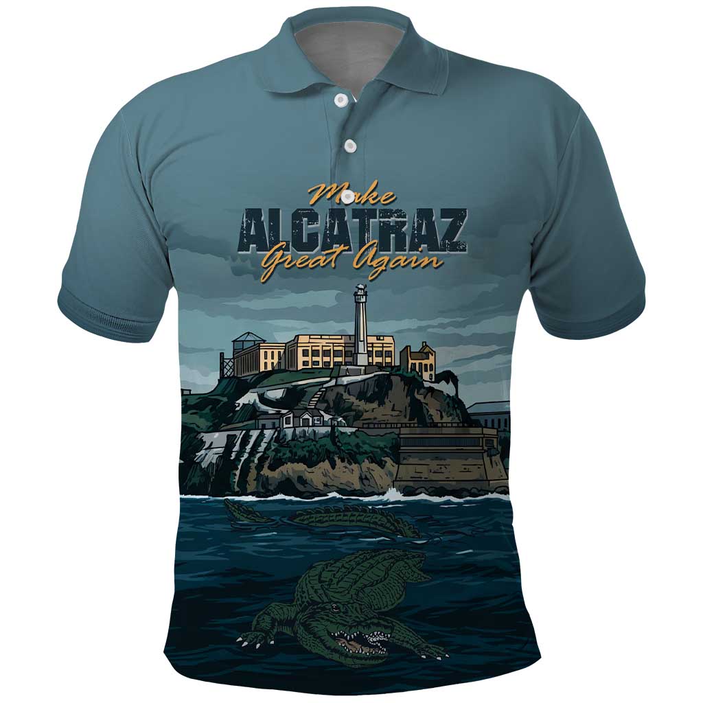 Make Alcatraz Great Again Polo Shirt Vintage Retro LT9