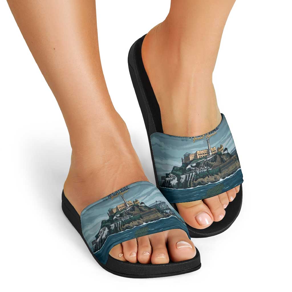 Make Alcatraz Great Again Slide Sandals Vintage Retro LT9
