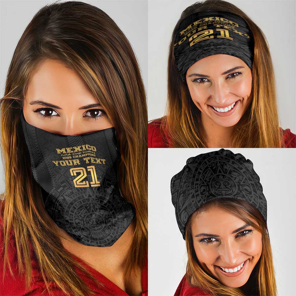 Mexico Football Custom Neck Gaiter Mexico's Make History 2025 Gold Style LT9