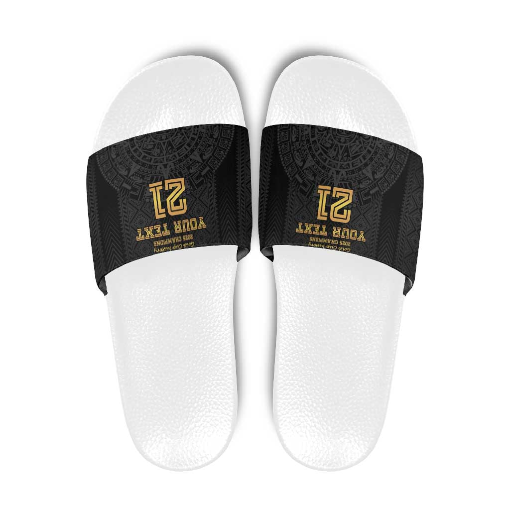 Mexico Football Custom Slide Sandals Mexico's Make History 2025 Gold Style LT9