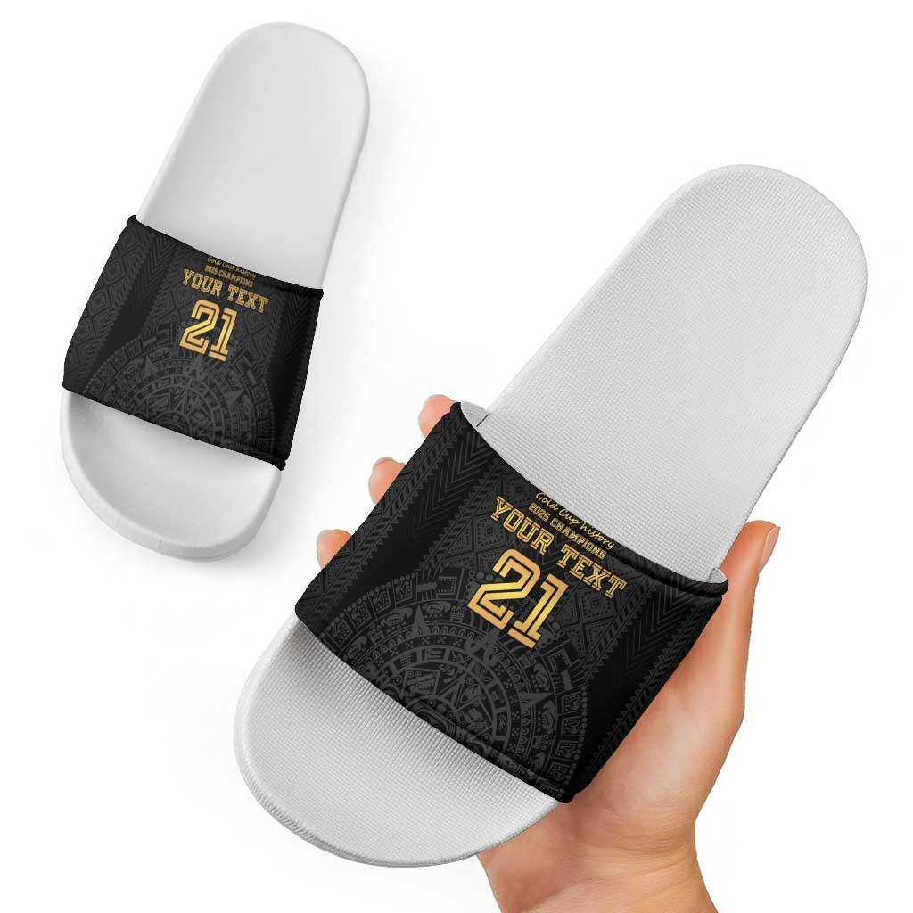 Mexico Football Custom Slide Sandals Mexico's Make History 2025 Gold Style LT9