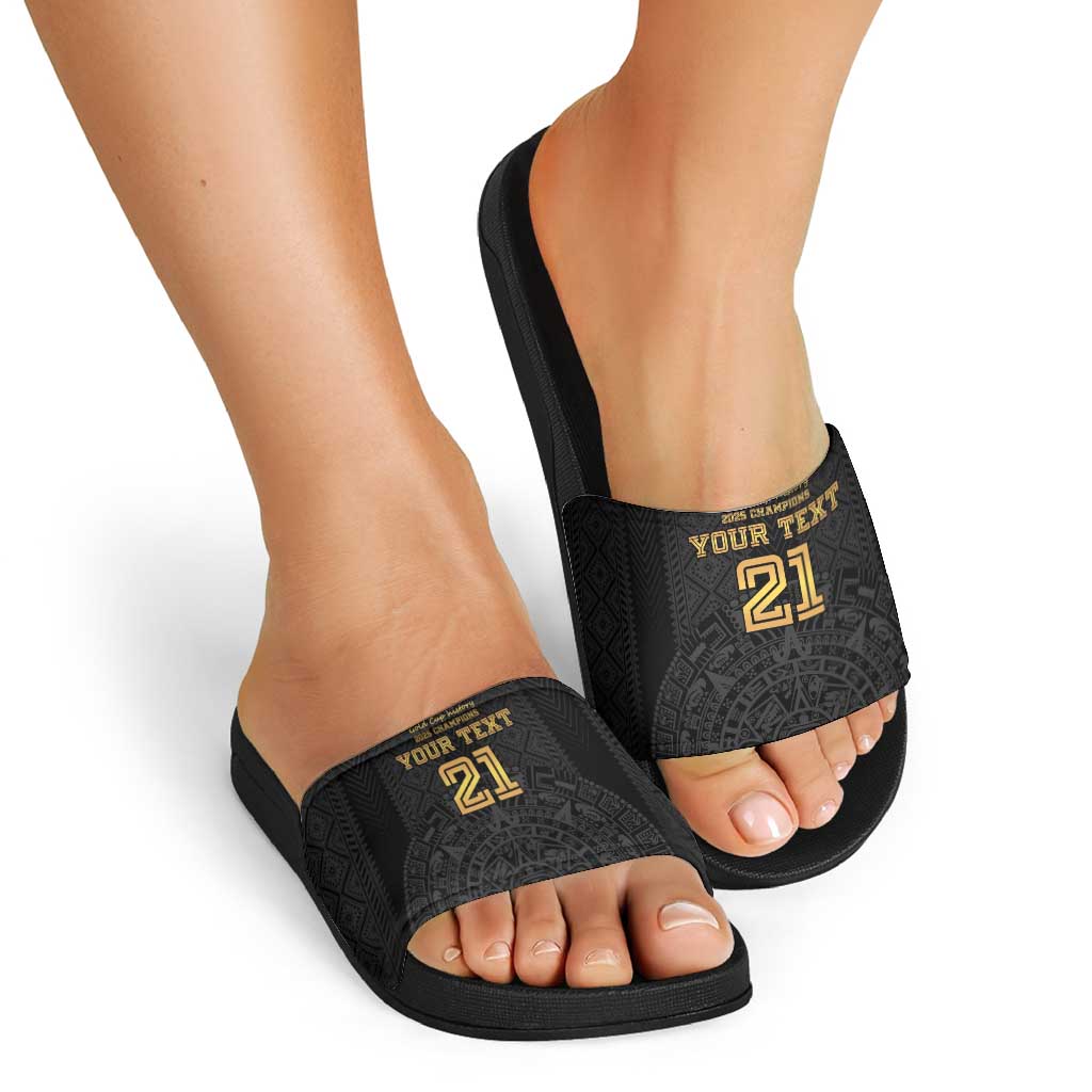 Mexico Football Custom Slide Sandals Mexico's Make History 2025 Gold Style LT9